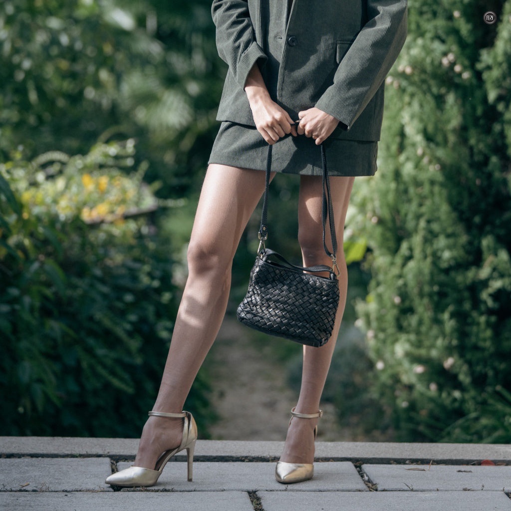 Borsetta Sibilla in pelle intrecciata