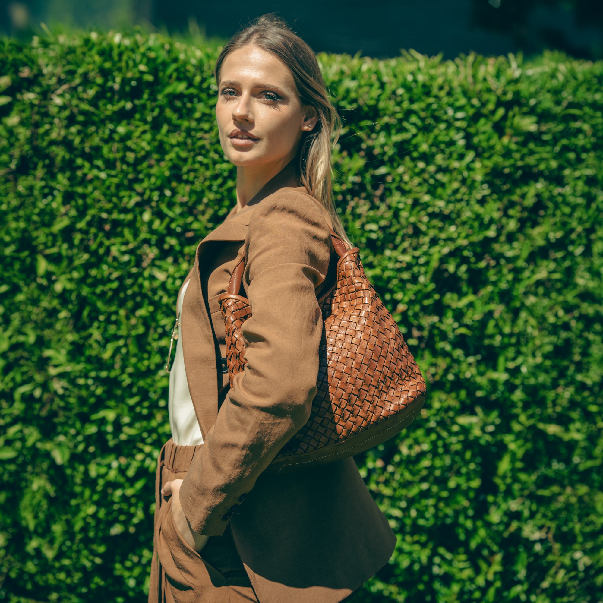 Borsa Sibilla Maxi in pelle intrecciata