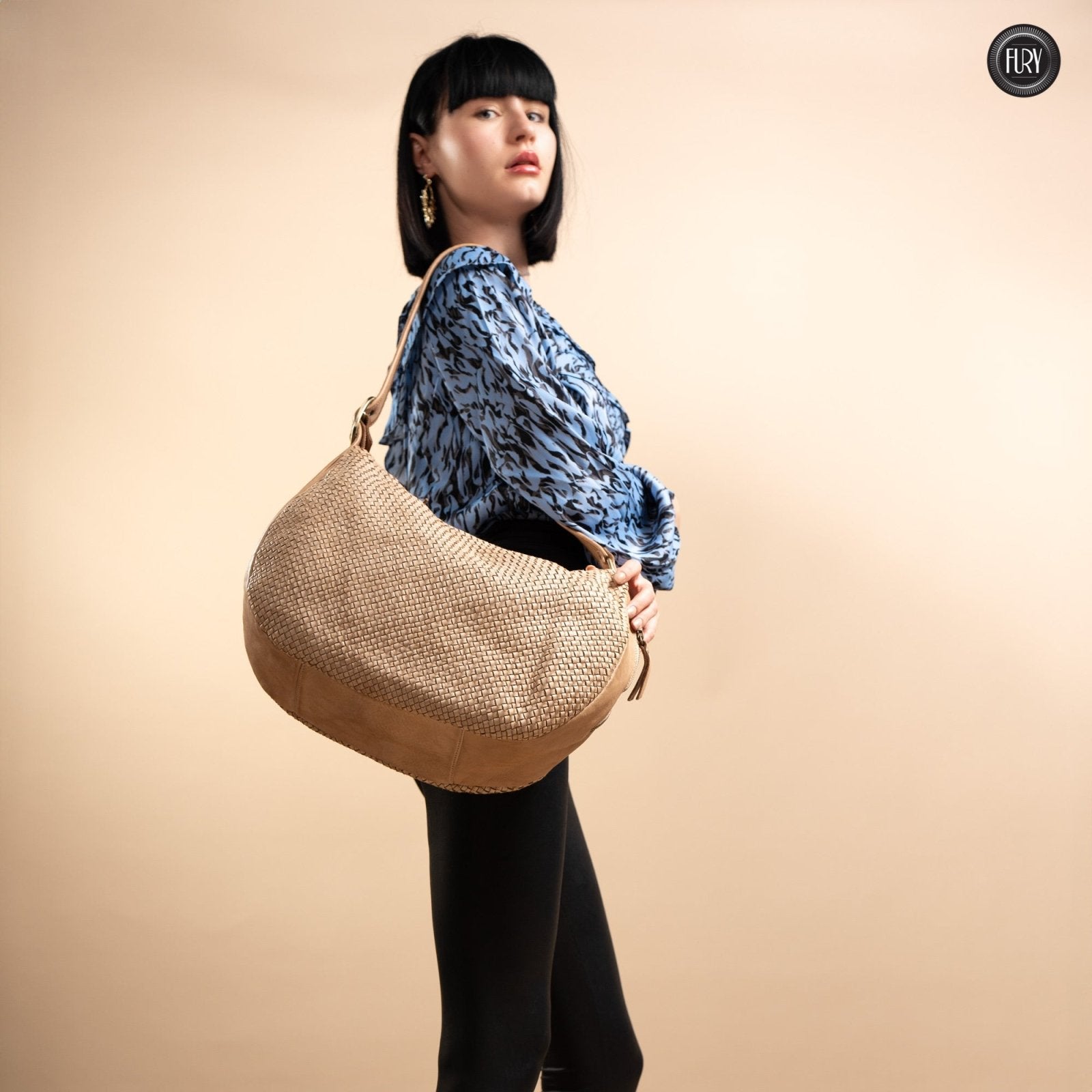 Borsa Iris Maxi in pelle intrecciata - Fury