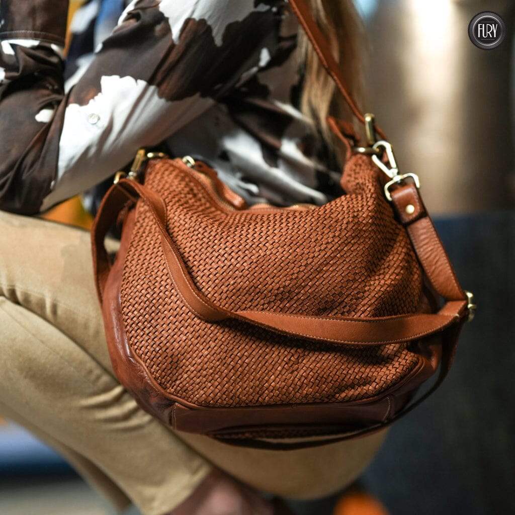Borsa a spalla Ginger in pelle intrecciata Fury