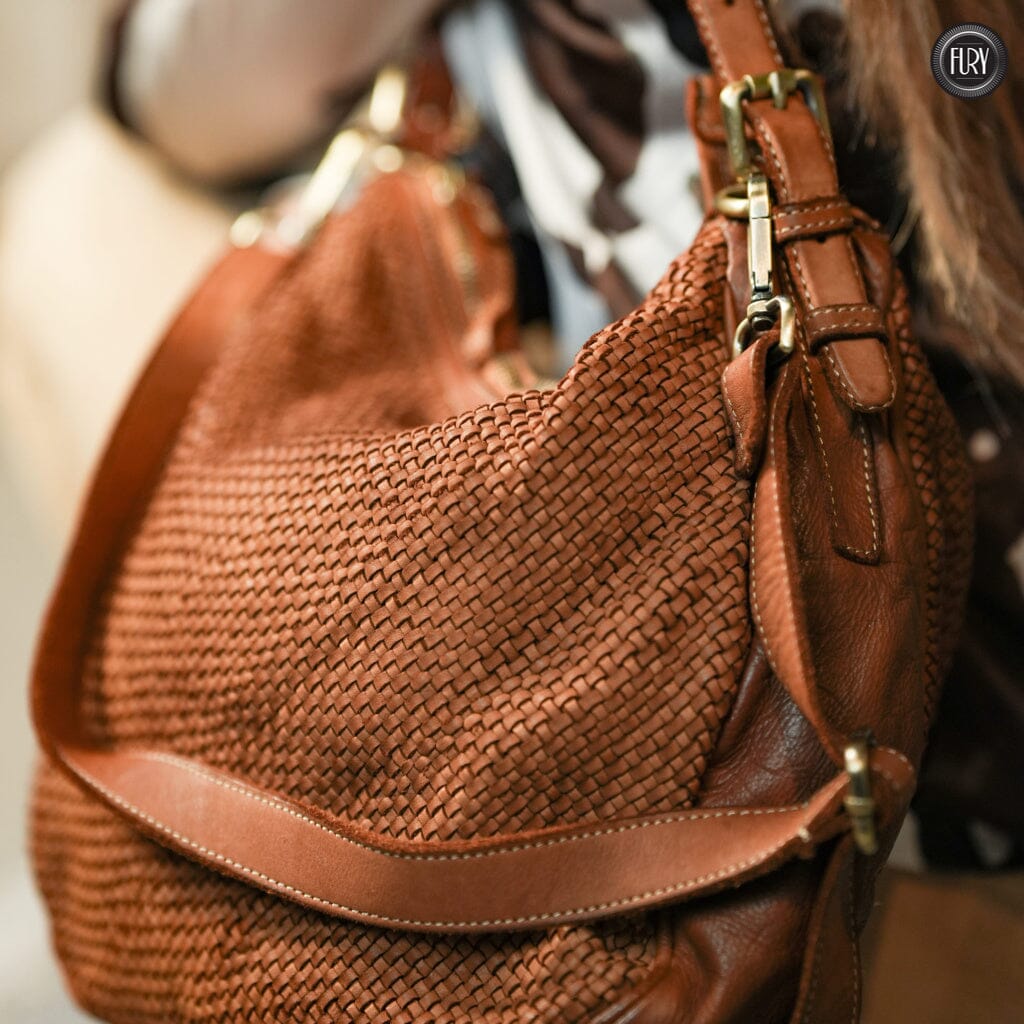 Borsa a spalla Ginger in pelle intrecciata Fury