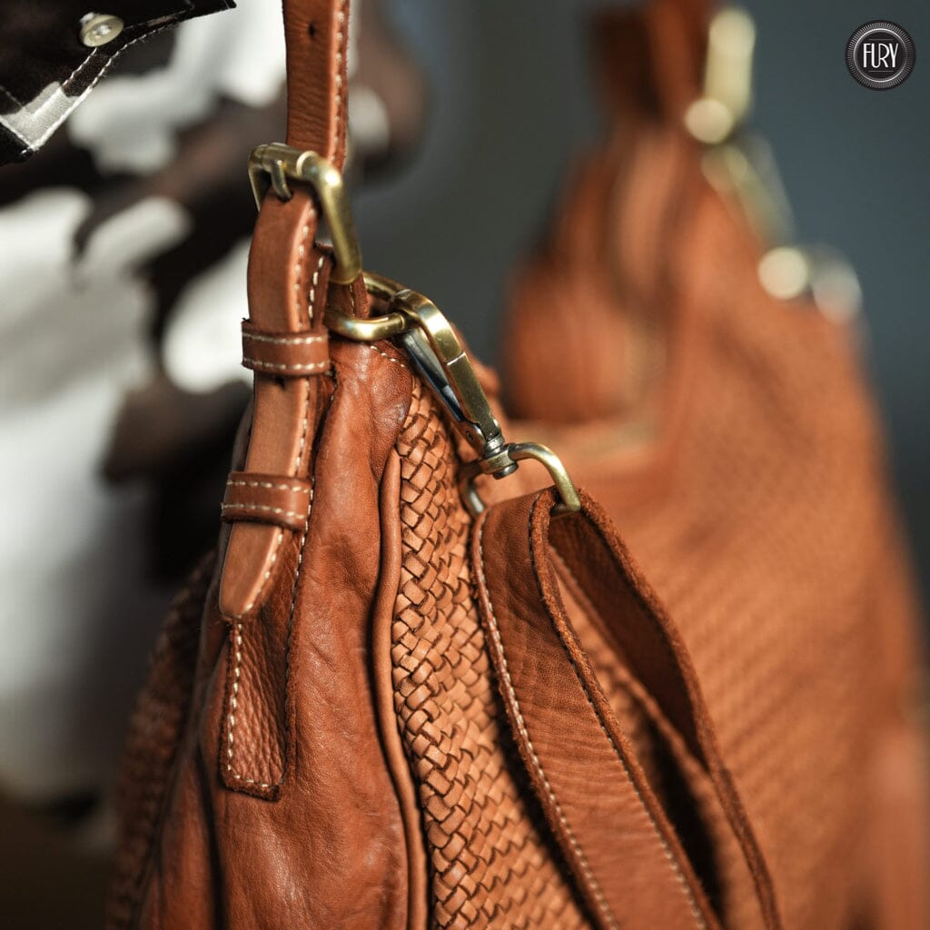 Borsa a spalla Ginger in pelle intrecciata Fury