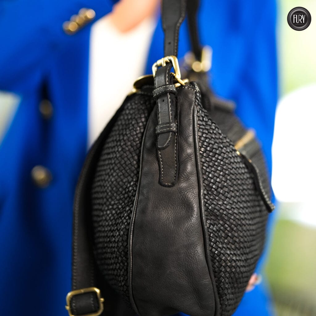 Borsa a spalla Ginger in pelle intrecciata Fury