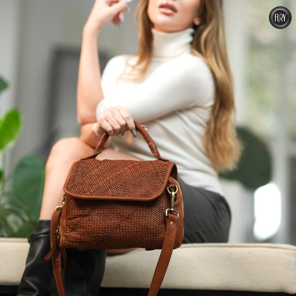 Borsa Siena Maxi in pelle intrecciata Fury