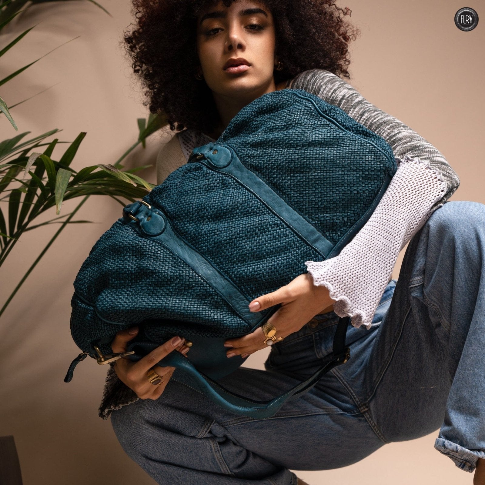 Borsone Magellano in pelle intrecciata - Fury