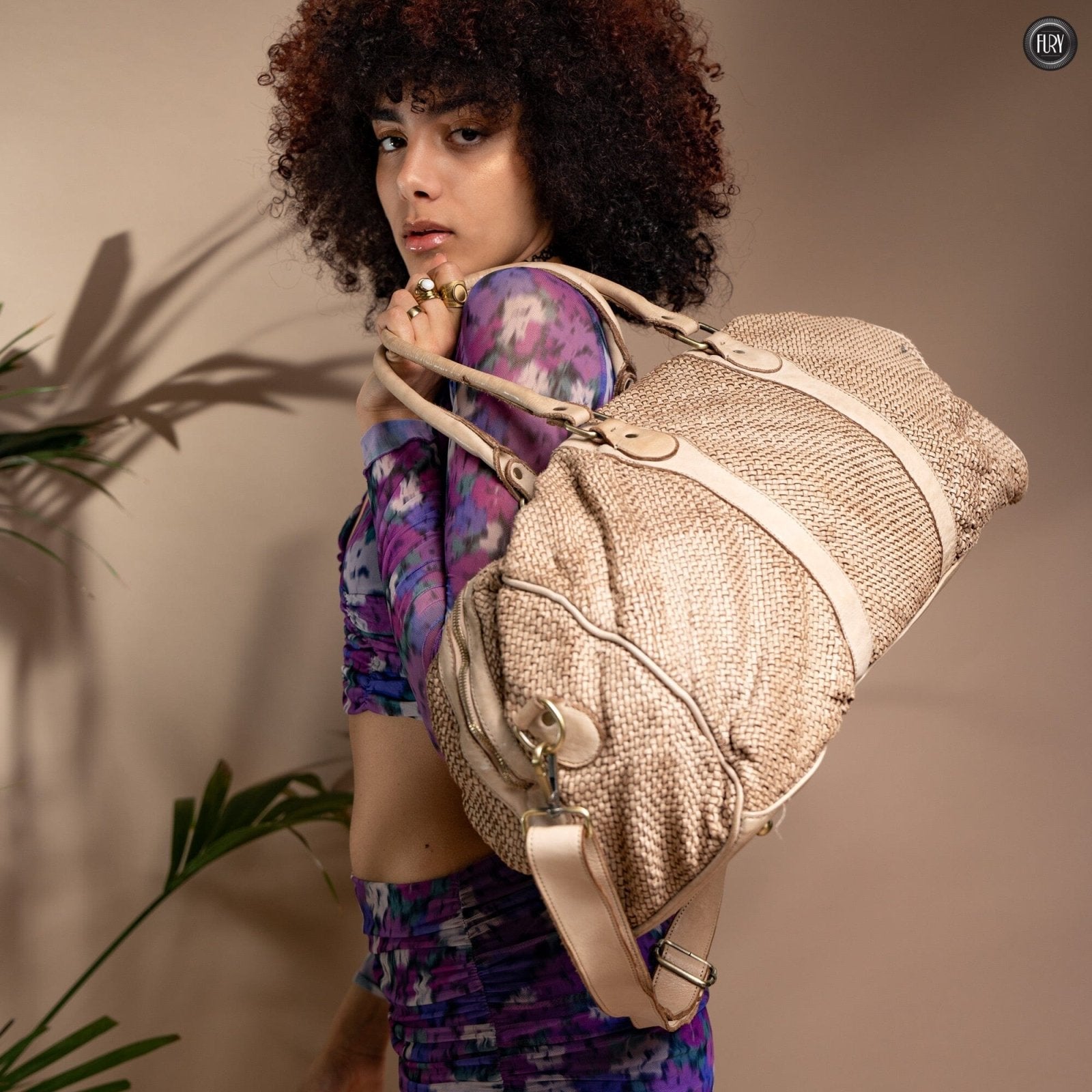 Borsone Magellano in pelle intrecciata - Fury