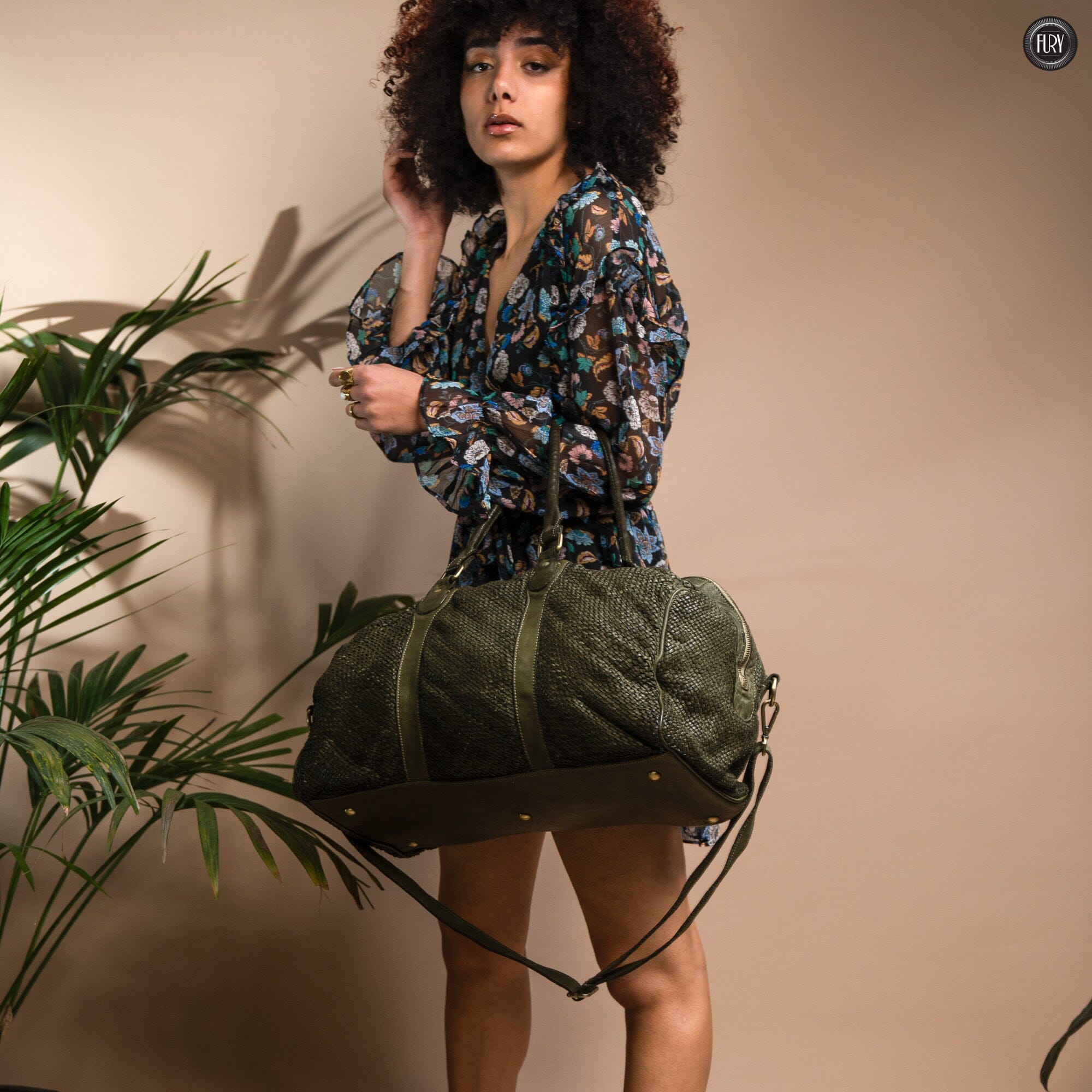 Borsone Magellano in pelle intrecciata Fury