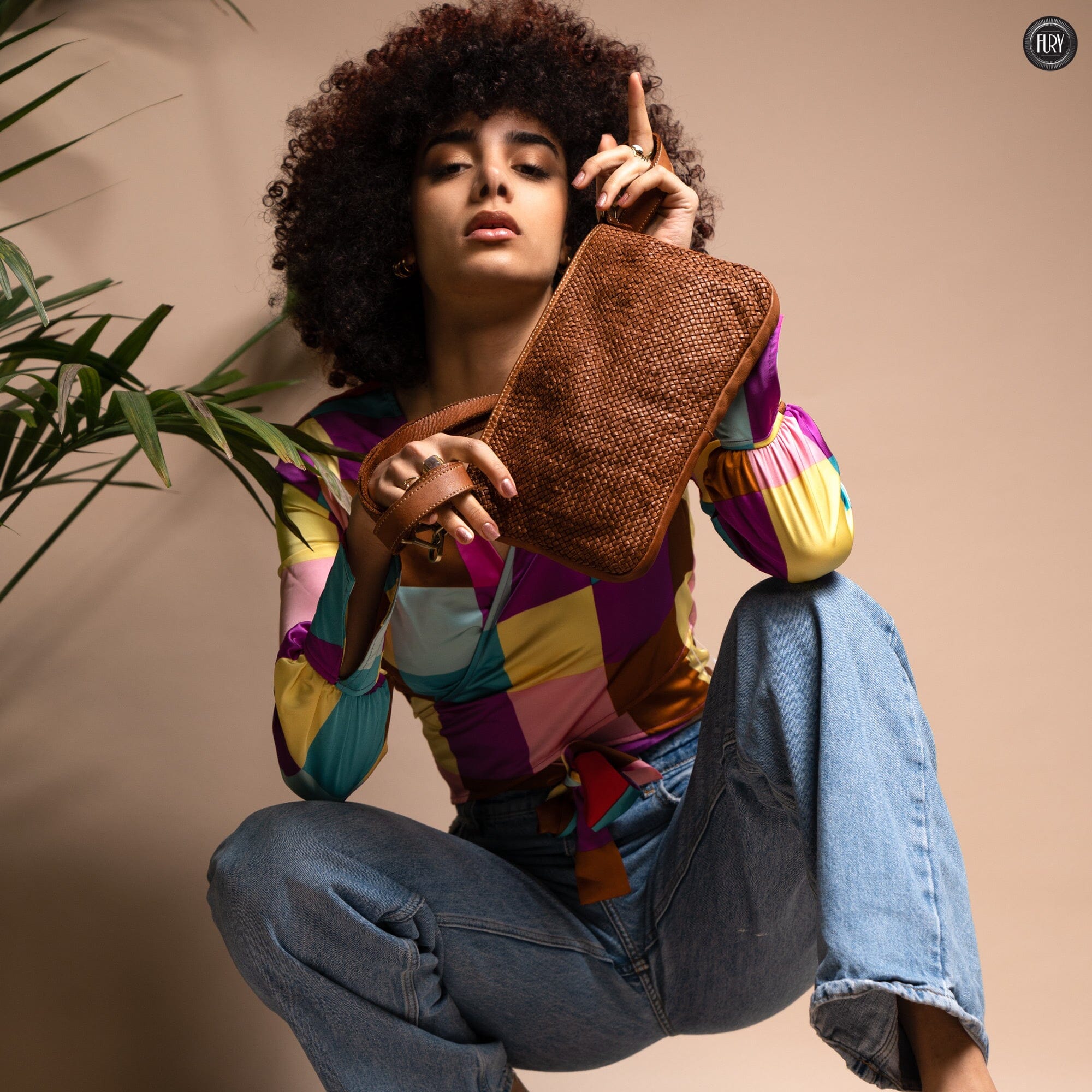 Pochette Diana in pelle intrecciata Fury