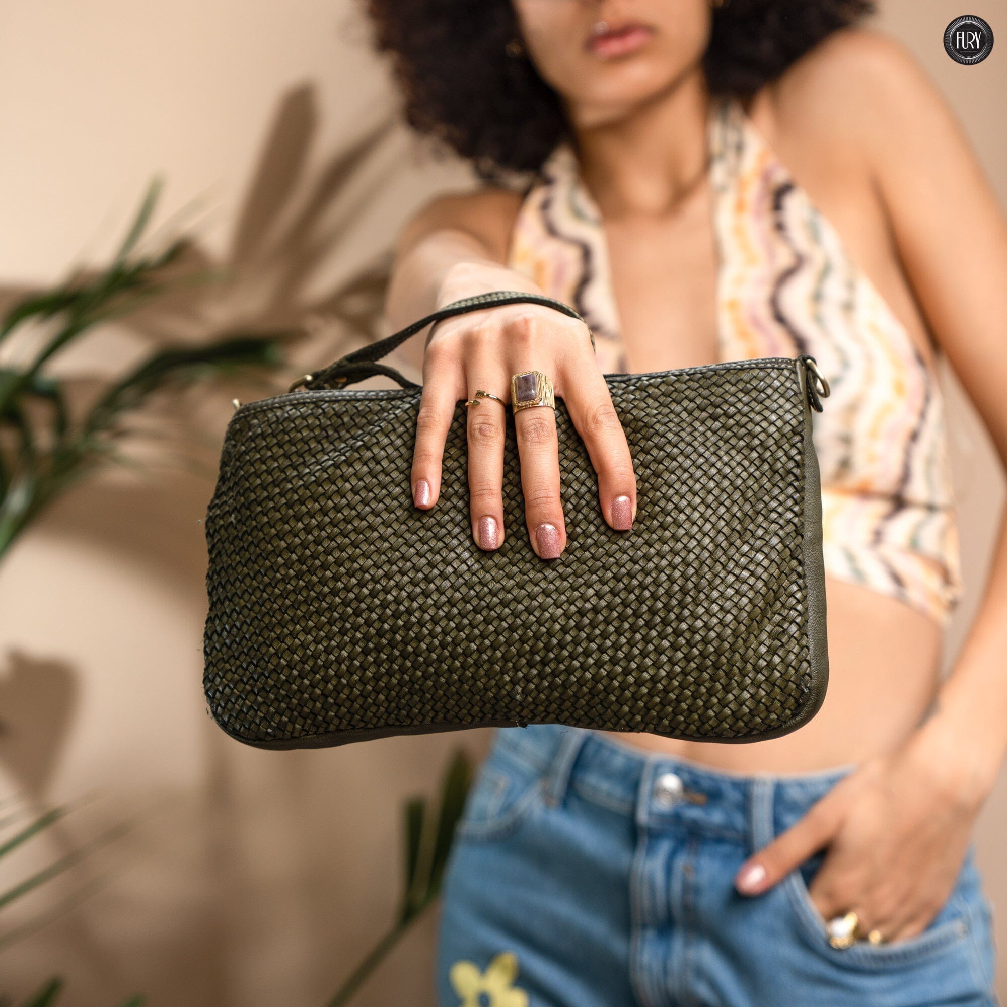 Pochette Diana in pelle intrecciata Fury