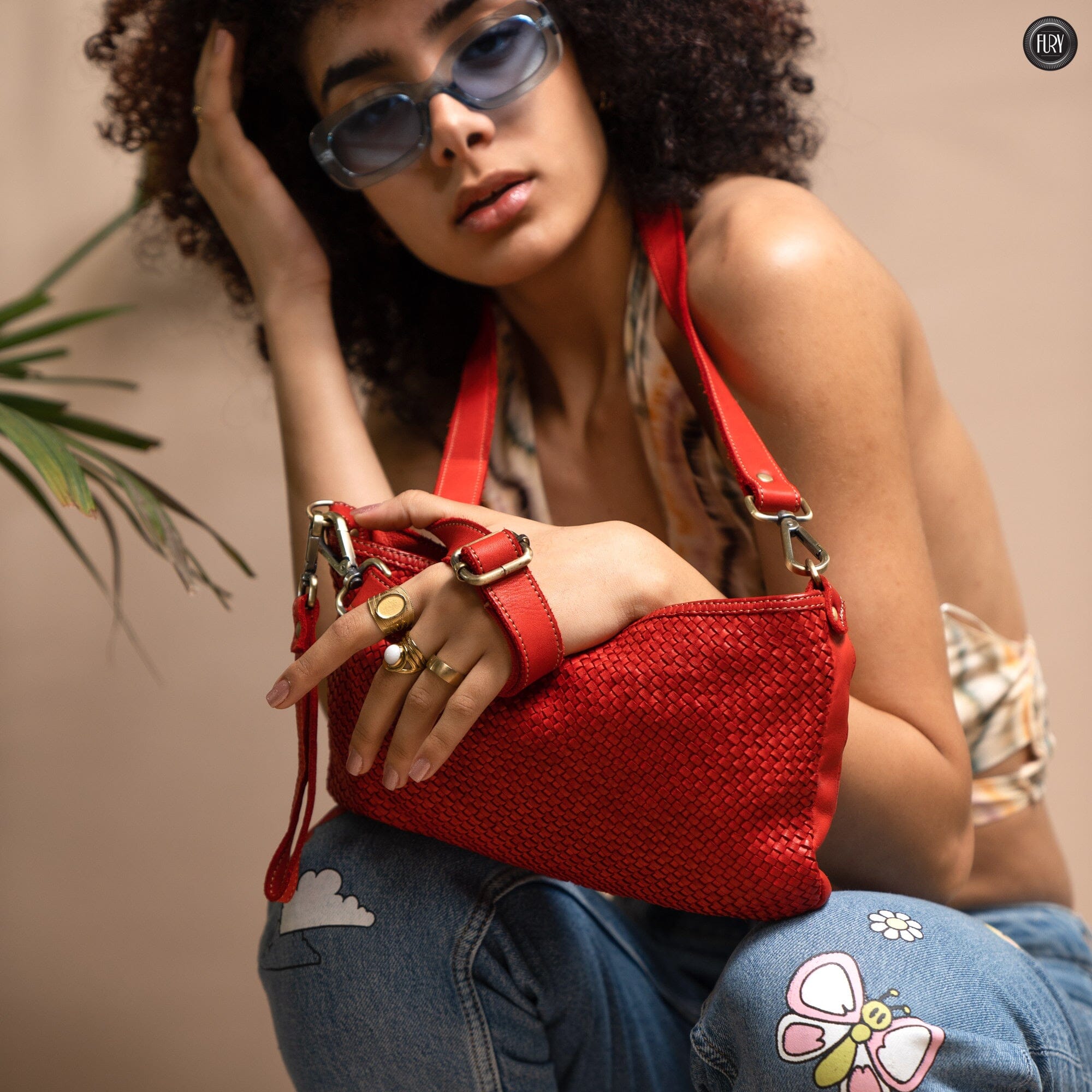 Pochette Diana in pelle intrecciata Fury