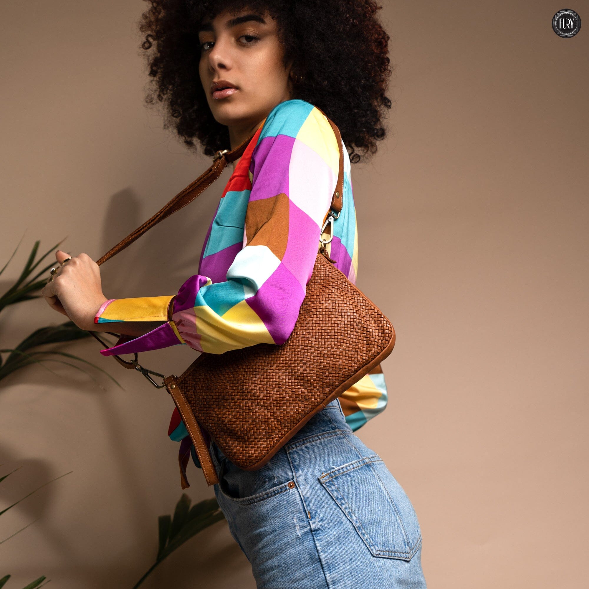 Pochette Diana in pelle intrecciata Fury