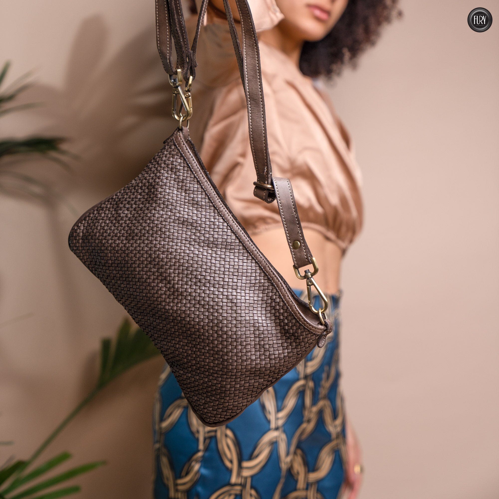 Pochette Diana in pelle intrecciata Fury