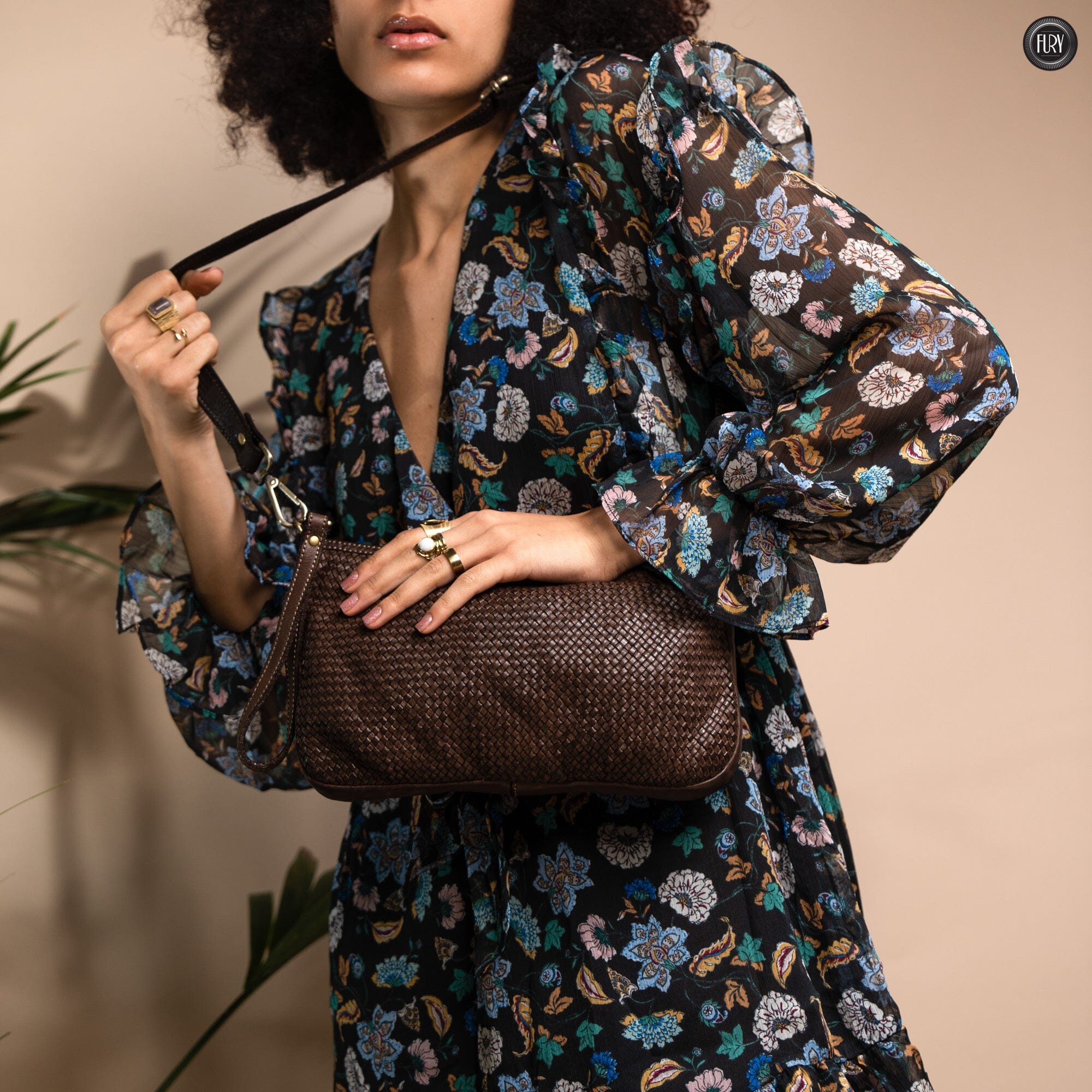 Pochette Diana in pelle intrecciata Fury