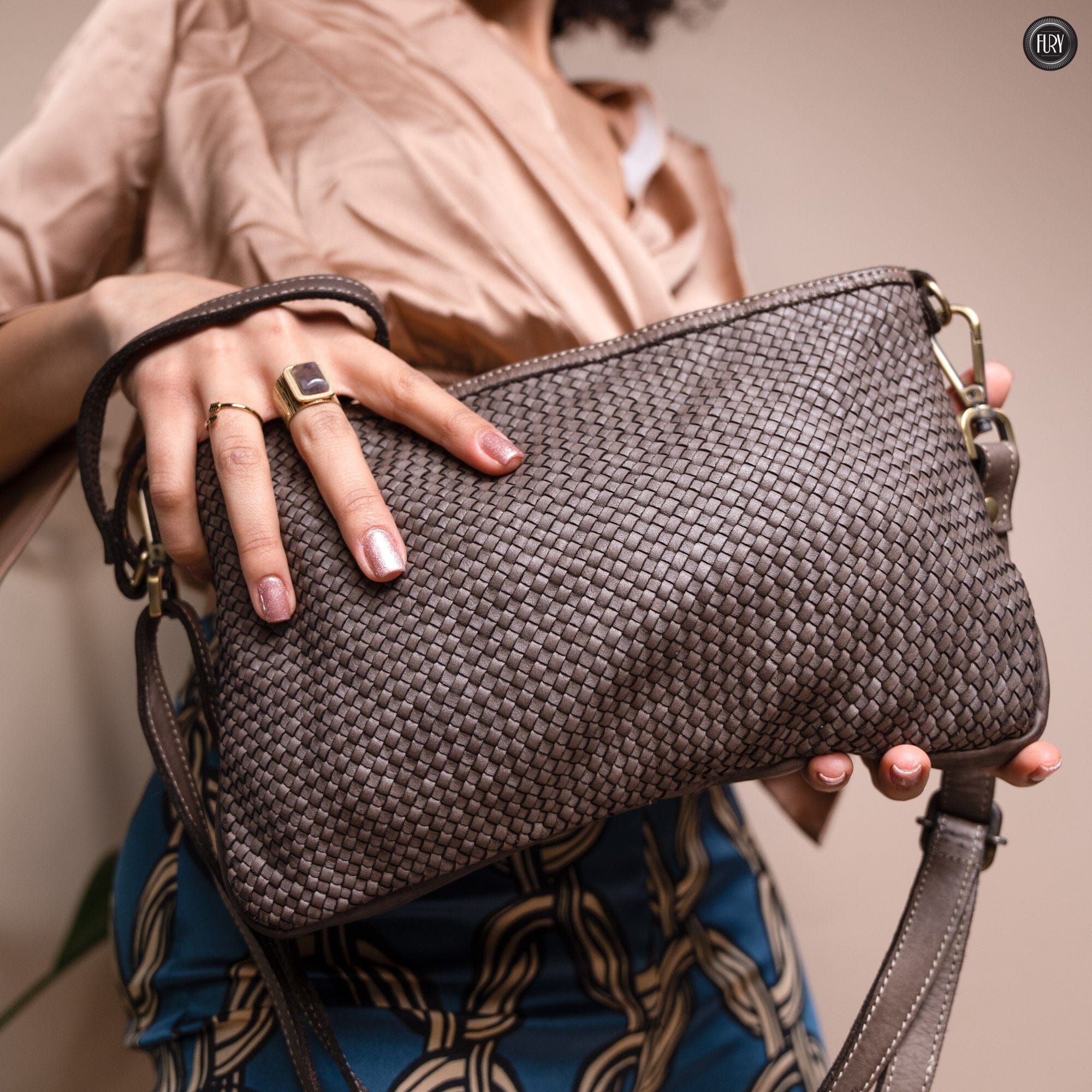 Pochette Diana in pelle intrecciata Fury