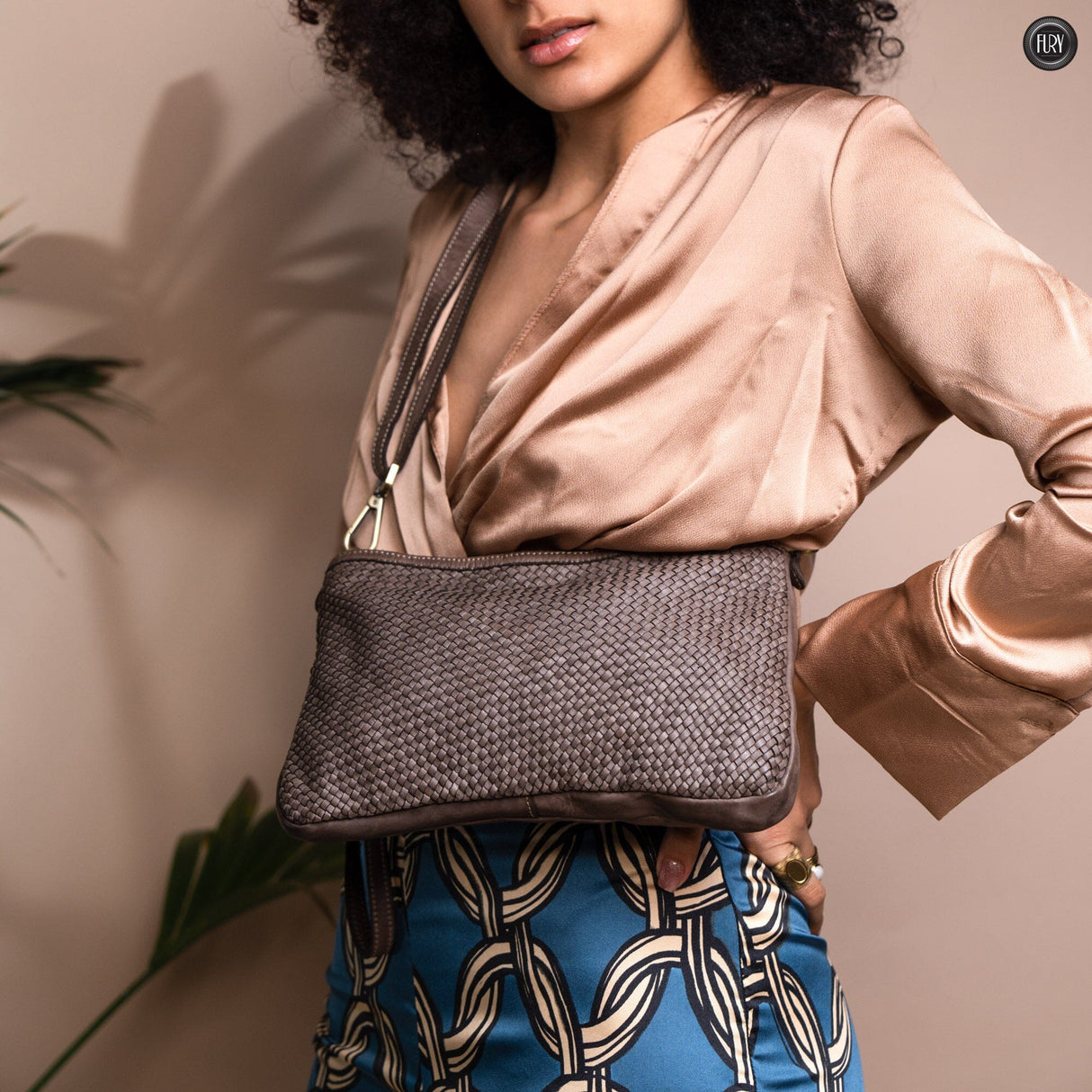 Pochette Diana in pelle intrecciata Fury