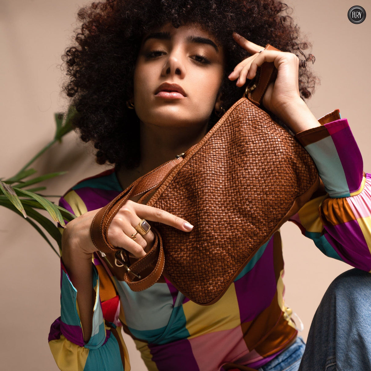 Pochette Diana in pelle intrecciata Fury