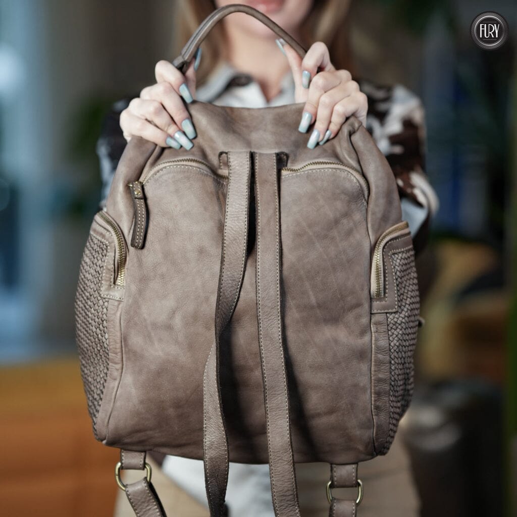 Zainetto multitasche in pelle intrecciata Fury
