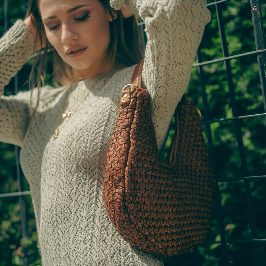Borsa Amalia in pelle intrecciata
