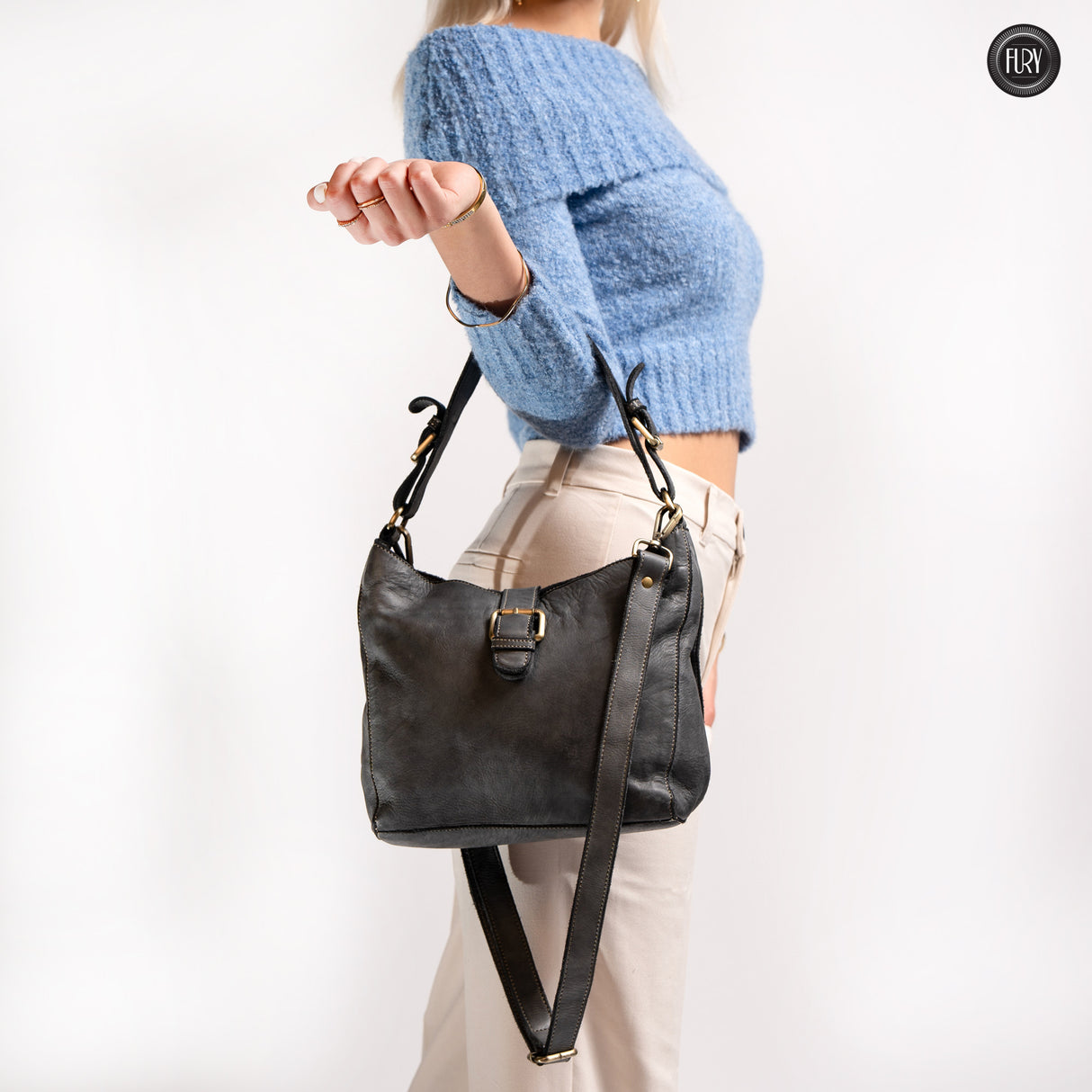 Sandy leather handbag