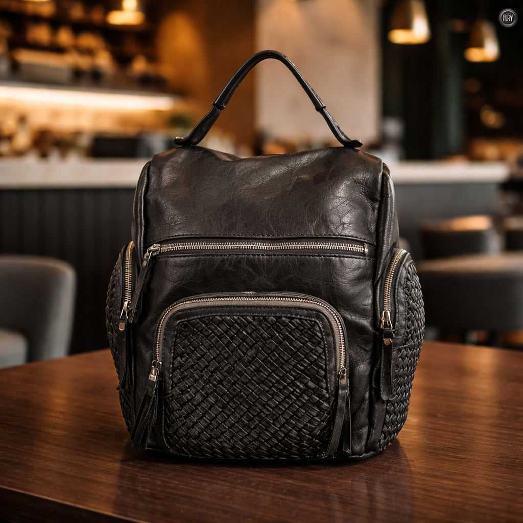 Zainetto Volterra reversibile in pelle intrecciata