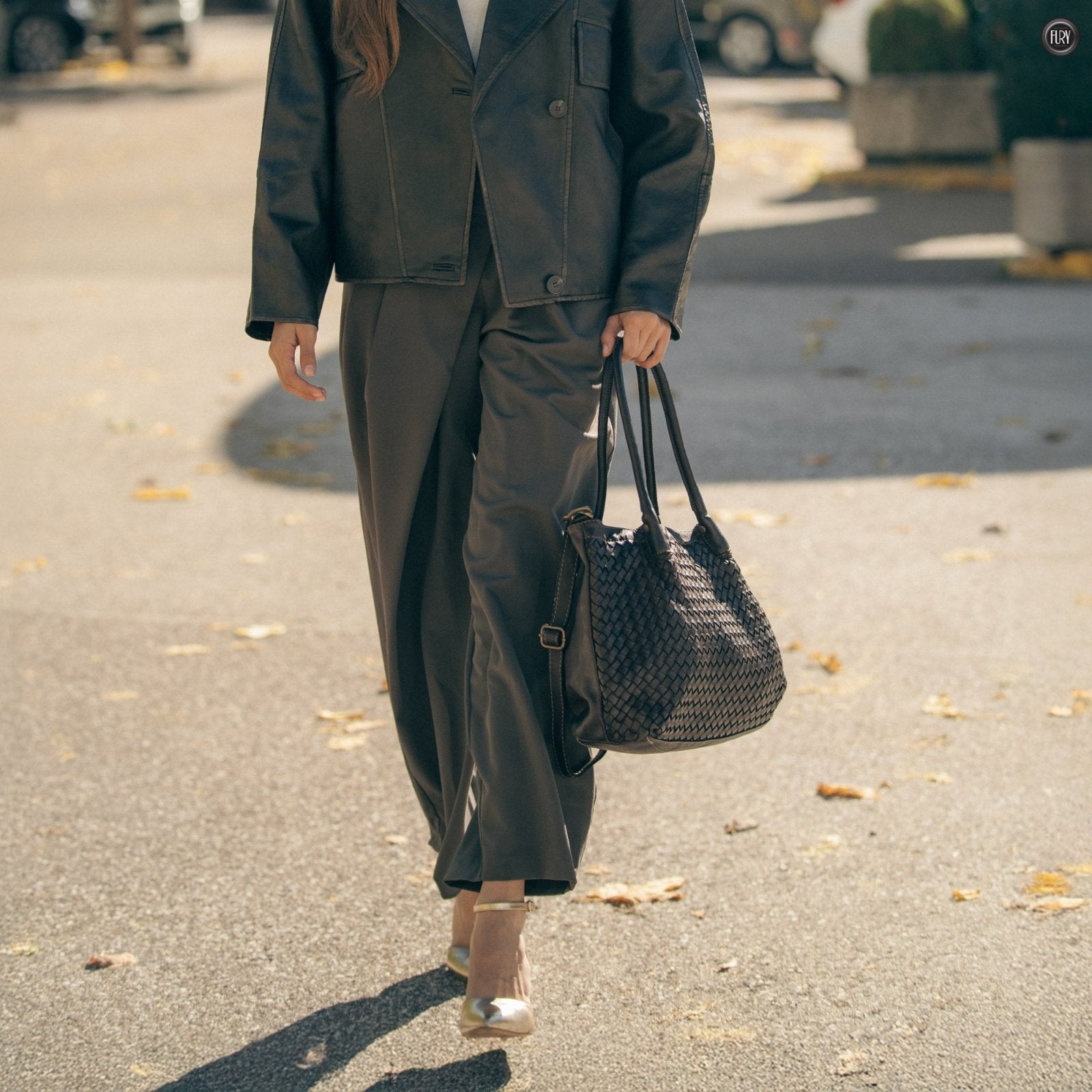 Borsa Caterina Riva in pelle intrecciata - Fury