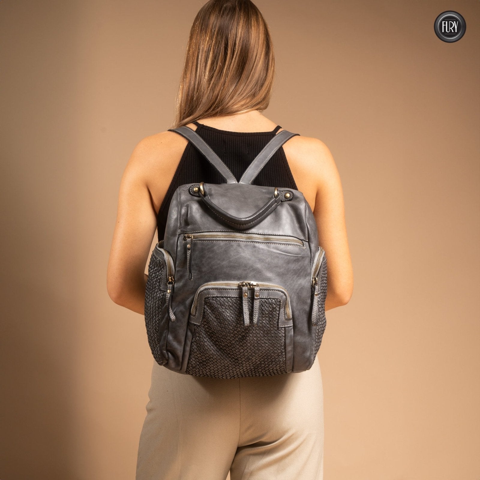 Zainetto Volterra in pelle intrecciata - Preordine - Fury
