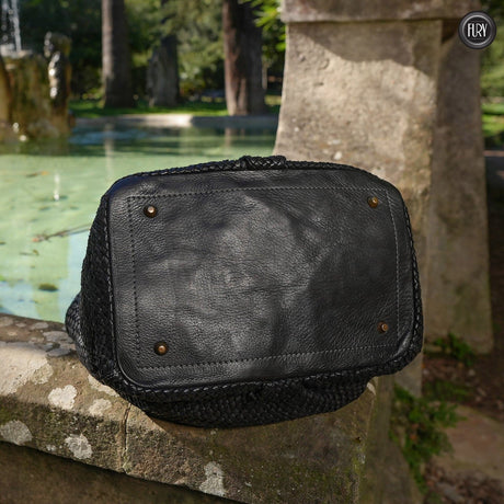 Borsa Prime in pelle intrecciata Fury Bags#colore_nero